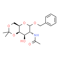 ChemSpider 2D Image | Benzyl 2-acetamido-2-deoxy-4,6-O-isopropylidene-D-galactopyranoside | C18H25NO6
