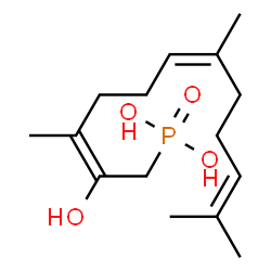 ChemSpider 2D Image | [(2E,6Z)-2-Hydroxy-3,7,11-trimethyl-2,6,10-dodecatrien-1-yl]phosphonic acid | C15H27O4P