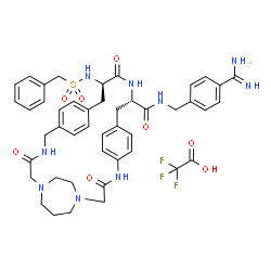 ChemSpider 2D Image | (10S,13R)-13-[(Benzylsulfonyl)amino]-N-(4-carbamimidoylbenzyl)-3,12,21-trioxo-1,4,11,20,23-pentaazatetracyclo[21.3.2.2~5,8~.2~15,18~]dotriaconta-5,7,15,17,29,31-hexaene-10-carboxamide trifluoroacetate
 (1:1) | C45H52F3N9O8S