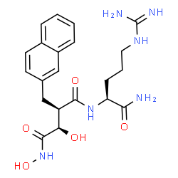 ChemSpider 2D Image | (2R,3R)-N~4~-[(2S)-1-Amino-5-carbamimidamido-1-oxo-2-pentanyl]-N~1~,2-dihydroxy-3-(2-naphthylmethyl)succinamide | C21H28N6O5