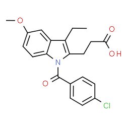 ChemSpider 2D Image | 3-[1-(4-Chlorobenzoyl)-3-ethyl-5-methoxy-1H-indol-2-yl]propanoic acid | C21H20ClNO4