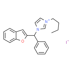 ChemSpider 2D Image | 1-[1-Benzofuran-2-yl(phenyl)methyl]-3-butyl-1H-imidazol-3-ium iodide | C22H23IN2O