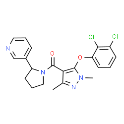 ChemSpider 2D Image | [5-(2,3-Dichlorophenoxy)-1,3-dimethyl-1H-pyrazol-4-yl][2-(3-pyridinyl)-1-pyrrolidinyl]methanone | C21H20Cl2N4O2