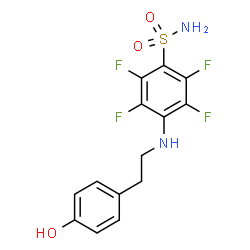 ChemSpider 2D Image | 2,3,5,6-Tetrafluoro-4-{[2-(4-hydroxyphenyl)ethyl]amino}benzenesulfonamide | C14H12F4N2O3S