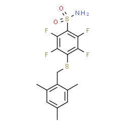 ChemSpider 2D Image | 2,3,5,6-Tetrafluoro-4-[(mesitylmethyl)sulfanyl]benzenesulfonamide | C16H15F4NO2S2