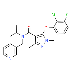 ChemSpider 2D Image | 5-(2,3-Dichlorophenoxy)-N-isopropyl-1,3-dimethyl-N-(3-pyridinylmethyl)-1H-pyrazole-4-carboxamide | C21H22Cl2N4O2