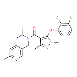 ChemSpider 2D Image | 5-(2,3-Dichlorophenoxy)-N-isopropyl-1,3-dimethyl-N-[(6-methyl-3-pyridinyl)methyl]-1H-pyrazole-4-carboxamide | C22H24Cl2N4O2