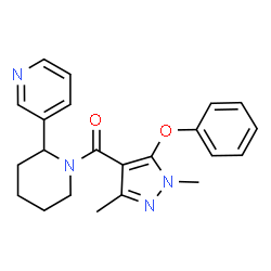 ChemSpider 2D Image | (1,3-Dimethyl-5-phenoxy-1H-pyrazol-4-yl)[2-(3-pyridinyl)-1-piperidinyl]methanone | C22H24N4O2