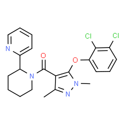 ChemSpider 2D Image | [5-(2,3-Dichlorophenoxy)-1,3-dimethyl-1H-pyrazol-4-yl][2-(2-pyridinyl)-1-piperidinyl]methanone | C22H22Cl2N4O2
