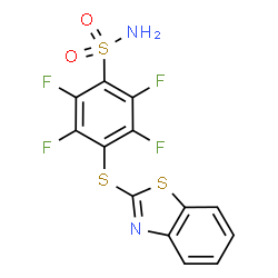 ChemSpider 2D Image | 4-(1,3-Benzothiazol-2-ylsulfanyl)-2,3,5,6-tetrafluorobenzenesulfonamide | C13H6F4N2O2S3