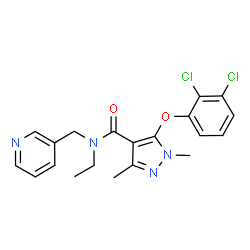ChemSpider 2D Image | 5-(2,3-Dichlorophenoxy)-N-ethyl-1,3-dimethyl-N-(3-pyridinylmethyl)-1H-pyrazole-4-carboxamide | C20H20Cl2N4O2