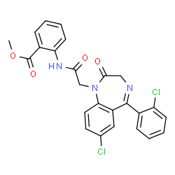 ChemSpider 2D Image | Methyl 2-({[7-chloro-5-(2-chlorophenyl)-2-oxo-2,3-dihydro-1H-1,4-benzodiazepin-1-yl]acetyl}amino)benzoate | C25H19Cl2N3O4