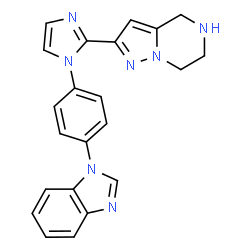 ChemSpider 2D Image | 2-{1-[4-(1H-Benzimidazol-1-yl)phenyl]-1H-imidazol-2-yl}-4,5,6,7-tetrahydropyrazolo[1,5-a]pyrazine | C22H19N7