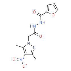 ChemSpider 2D Image | N'-[(3,5-Dimethyl-4-nitro-1H-pyrazol-1-yl)acetyl]-2-furohydrazide | C12H13N5O5