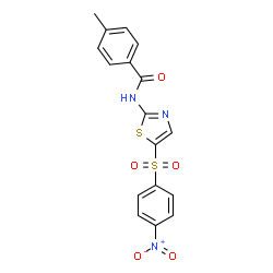 ChemSpider 2D Image | 4-Methyl-N-{5-[(4-nitrophenyl)sulfonyl]-1,3-thiazol-2-yl}benzamide | C17H13N3O5S2