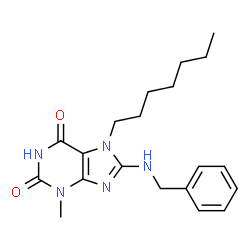 ChemSpider 2D Image | 8-(Benzylamino)-7-heptyl-3-methyl-3,7-dihydro-1H-purine-2,6-dione | C20H27N5O2