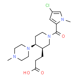 ChemSpider 2D Image | 3-[(3R,4S)-1-[(4-Chloro-1-methyl-1H-pyrrol-2-yl)carbonyl]-4-(4-methyl-1-piperazinyl)-3-piperidinyl]propanoic acid | C19H29ClN4O3