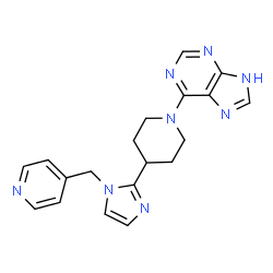 ChemSpider 2D Image | 6-{4-[1-(4-Pyridinylmethyl)-1H-imidazol-2-yl]-1-piperidinyl}-1H-purine | C19H20N8