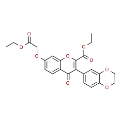 ChemSpider 2D Image | Ethyl 3-(2,3-dihydro-1,4-benzodioxin-6-yl)-7-(2-ethoxy-2-oxoethoxy)-4-oxo-4H-chromene-2-carboxylate | C24H22O9