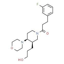 ChemSpider 2D Image | 3-(3-Fluorophenyl)-1-[(3R,4S)-3-(3-hydroxypropyl)-4-(4-morpholinyl)-1-piperidinyl]-1-propanone | C21H31FN2O3