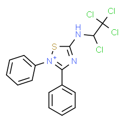 ChemSpider 2D Image | 2,3-Diphenyl-5-[(1,2,2,2-tetrachloroethyl)amino]-1,2,4-thiadiazol-2-ium | C16H12Cl4N3S