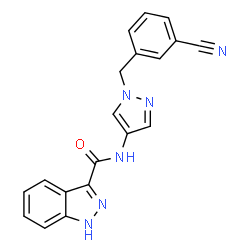 ChemSpider 2D Image | N-[1-(3-Cyanobenzyl)-1H-pyrazol-4-yl]-1H-indazole-3-carboxamide | C19H14N6O