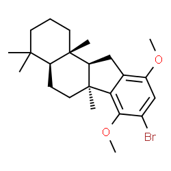 ChemSpider 2D Image | (4aS,6aS,11aR,11bS)-8-Bromo-7,10-dimethoxy-4,4,6a,11b-tetramethyl-2,3,4,4a,5,6,6a,11,11a,11b-decahydro-1H-benzo[a]fluorene | C23H33BrO2