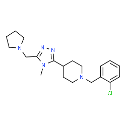 ChemSpider 2D Image | 1-(2-Chlorobenzyl)-4-[4-methyl-5-(1-pyrrolidinylmethyl)-4H-1,2,4-triazol-3-yl]piperidine | C20H28ClN5