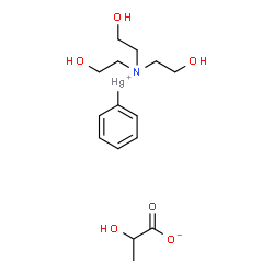 ChemSpider 2D Image | Phenylmercury(1+) 2-hydroxypropanoate - 2,2',2''-nitrilotriethanol (1:1:1) | C15H25HgNO6