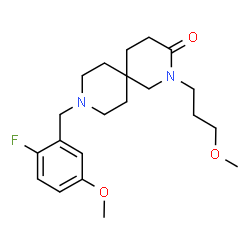 ChemSpider 2D Image | 9-(2-Fluoro-5-methoxybenzyl)-2-(3-methoxypropyl)-2,9-diazaspiro[5.5]undecan-3-one | C21H31FN2O3