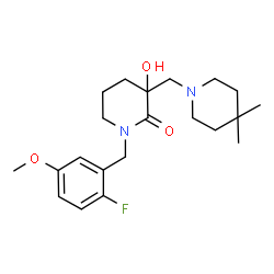 ChemSpider 2D Image | 3-[(4,4-Dimethyl-1-piperidinyl)methyl]-1-(2-fluoro-5-methoxybenzyl)-3-hydroxy-2-piperidinone | C21H31FN2O3