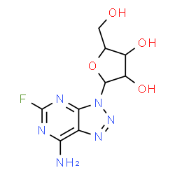ChemSpider 2D Image | 5-Fluoro-3-pentofuranosyl-3H-[1,2,3]triazolo[4,5-d]pyrimidin-7-amine | C9H11FN6O4