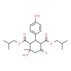 ChemSpider 2D Image | Diisobutyl 4-hydroxy-2-(4-hydroxyphenyl)-4-methyl-6-oxo-1,3-cyclohexanedicarboxylate | C23H32O7