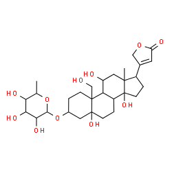 ChemSpider 2D Image | 3-[(6-Deoxyhexopyranosyl)oxy]-5,11,14,19-tetrahydroxycard-20(22)-enolide | C29H44O11