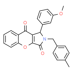 ChemSpider 2D Image | 1-(3-Methoxyphenyl)-2-(4-methylbenzyl)-1,2-dihydrochromeno[2,3-c]pyrrole-3,9-dione | C26H21NO4