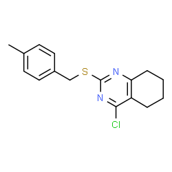 ChemSpider 2D Image | 4-Chloro-2-[(4-methylbenzyl)sulfanyl]-5,6,7,8-tetrahydroquinazoline | C16H17ClN2S