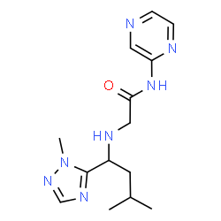 ChemSpider 2D Image | N~2~-[3-Methyl-1-(1-methyl-1H-1,2,4-triazol-5-yl)butyl]-N-2-pyrazinylglycinamide | C14H21N7O