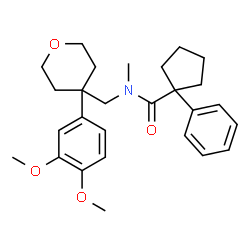 ChemSpider 2D Image | N-{[4-(3,4-Dimethoxyphenyl)tetrahydro-2H-pyran-4-yl]methyl}-N-methyl-1-phenylcyclopentanecarboxamide | C27H35NO4