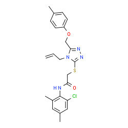 ChemSpider 2D Image | 2-({4-Allyl-5-[(4-methylphenoxy)methyl]-4H-1,2,4-triazol-3-yl}sulfanyl)-N-(2-chloro-4,6-dimethylphenyl)acetamide | C23H25ClN4O2S