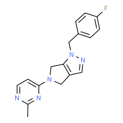 ChemSpider 2D Image | 1-(4-Fluorobenzyl)-5-(2-methyl-4-pyrimidinyl)-1,4,5,6-tetrahydropyrrolo[3,4-c]pyrazole | C17H16FN5