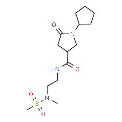 ChemSpider 2D Image | 1-Cyclopentyl-N-{2-[methyl(methylsulfonyl)amino]ethyl}-5-oxo-3-pyrrolidinecarboxamide | C14H25N3O4S