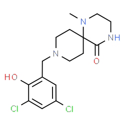ChemSpider 2D Image | 9-(3,5-Dichloro-2-hydroxybenzyl)-1-methyl-1,4,9-triazaspiro[5.5]undecan-5-one | C16H21Cl2N3O2