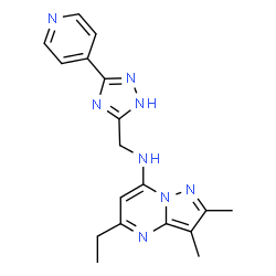 ChemSpider 2D Image | 5-Ethyl-2,3-dimethyl-N-{[3-(4-pyridinyl)-1H-1,2,4-triazol-5-yl]methyl}pyrazolo[1,5-a]pyrimidin-7-amine | C18H20N8