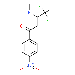 ChemSpider 2D Image | 4,4,4-Trichloro-3-(methylamino)-1-(4-nitrophenyl)-1-butanone | C11H11Cl3N2O3