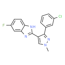 ChemSpider 2D Image | 2-[3-(3-Chlorophenyl)-1-methyl-1H-pyrazol-4-yl]-5-fluoro-1H-benzimidazole | C17H12ClFN4