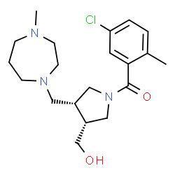 ChemSpider 2D Image | (5-Chloro-2-methylphenyl){(3R,4R)-3-(hydroxymethyl)-4-[(4-methyl-1,4-diazepan-1-yl)methyl]-1-pyrrolidinyl}methanone | C20H30ClN3O2