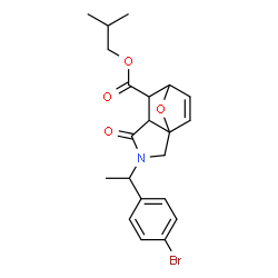 ChemSpider 2D Image | Isobutyl 3-[1-(4-bromophenyl)ethyl]-4-oxo-10-oxa-3-azatricyclo[5.2.1.0~1,5~]dec-8-ene-6-carboxylate | C21H24BrNO4