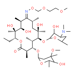 ChemSpider 2D Image | (3R,4S,5S,6S,7R,9R,10E,11S,12R,13S,14R)-6-{[4-(Dimethylamino)-3-hydroxy-6-methyltetrahydro-2H-pyran-2-yl]oxy}-14-ethyl-7,12,13-trihydroxy-4-[(5-hydroxy-4-methoxy-4,6-dimethyltetrahydro-2H-pyran-2-yl)o
xy]-10-{[(2-methoxyethoxy)methoxy]imino}-3,5,7,9,11,13-hexamethyloxacyclotetradecan-2-one | C41H76N2O15