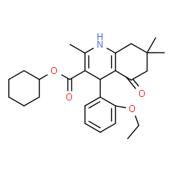 ChemSpider 2D Image | Cyclohexyl 4-(2-ethoxyphenyl)-2,7,7-trimethyl-5-oxo-1,4,5,6,7,8-hexahydro-3-quinolinecarboxylate | C27H35NO4
