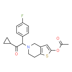 ChemSpider 2D Image | 5-[2-Cyclopropyl-1-(4-fluorophenyl)-2-oxoethyl]-4,5,6,7-tetrahydrothieno[3,2-c]pyridin-2-yl acetate | C20H20FNO3S